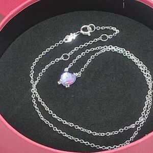 Necklace sterling silver and amethyst faceted heart cut Pills color 925